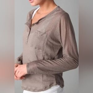 Vince 100% linen henley long sleeve shirt